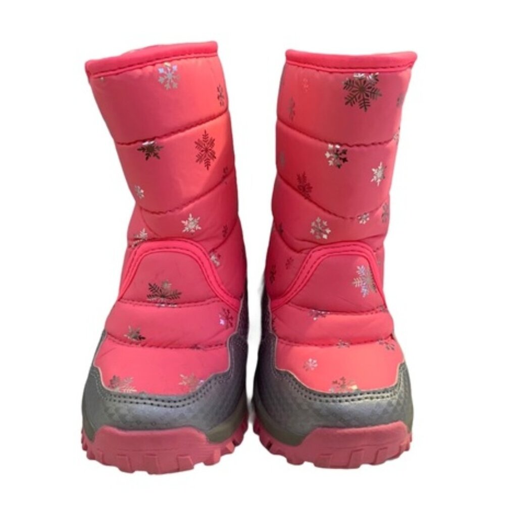 Coga Pink & Silver Rain Snow Boots Fleece Snowflakes Girl: Size 1-2 (EU 33)